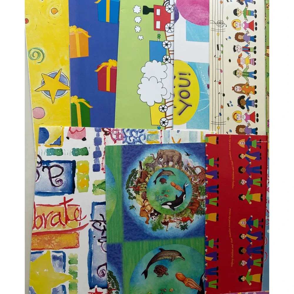 Lot Vintage Gift Kids Wrapping Paper Sheets 70s-90s Holly Hobbie Kittens Angels
